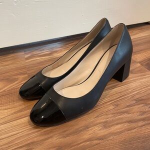 🌵Cole Haan Black Cap Toe Block Heel Pumps Size 9